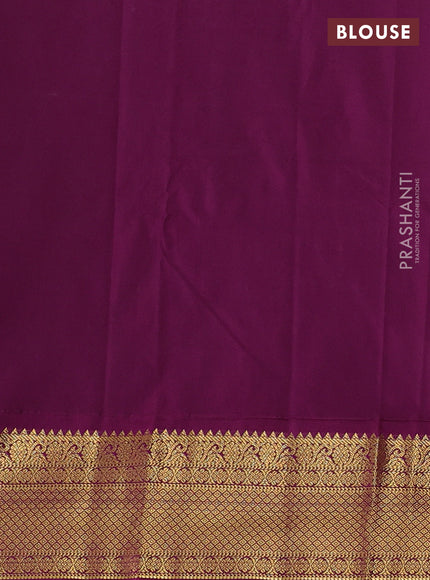 Semi kanchipuram silk saree mild pista green and magenta pink with allover zari checks & buttas and zari woven border