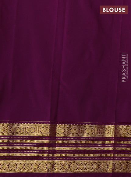 Semi kanchipuram silk saree mustard yellow and magenta pink with zari woven buttas and zari woven border