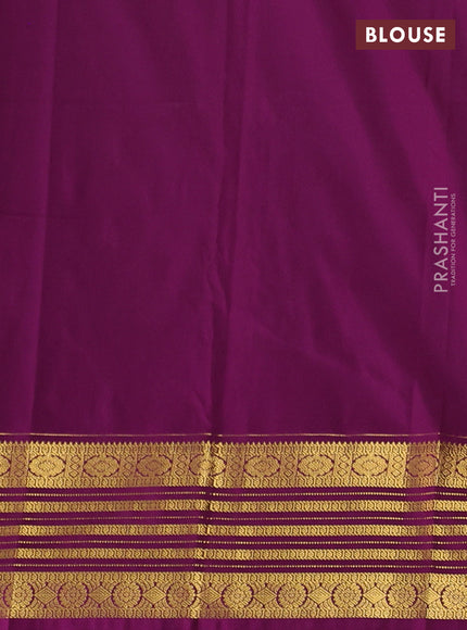 Semi kanchipuram silk saree light green and magenta pink with allover zari weaves & buttas and zari woven border