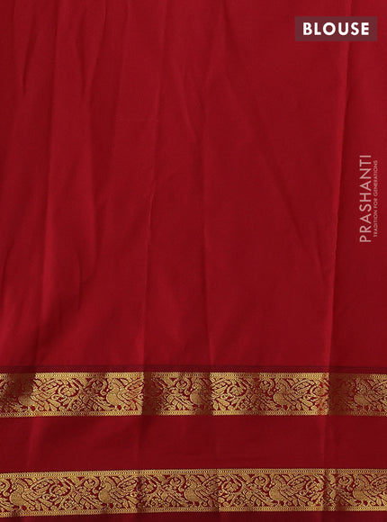 Semi kanchipuram silk saree teal green and maroon with allover zari woven buttas and rettapet zari woven korvai border