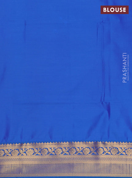 Semi soft silk saree purple and blue with allover zari weaves and zari woven border