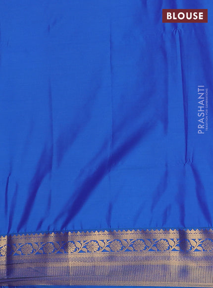 Semi soft silk saree teal green and blue with allover zari weaves and zari woven border