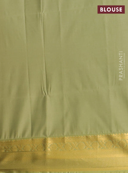 Semi soft silk saree pink and green with allover zari weaves and zari woven border