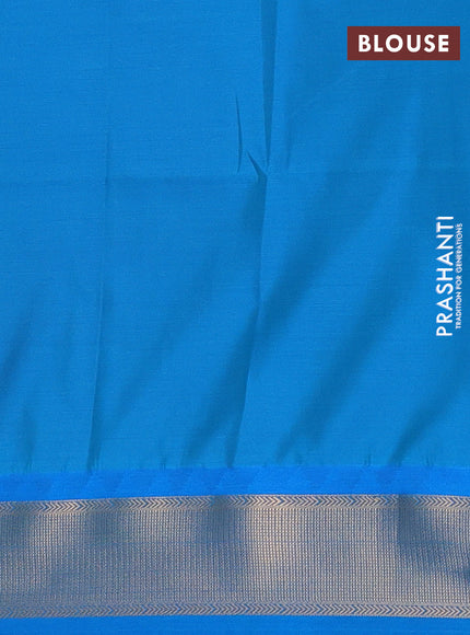 Semi soft silk saree pink and cs blue with allover zari woven buttas and zari woven border