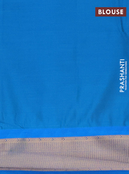Semi soft silk saree purple and teal blue with allover zari woven buttas and zari woven border