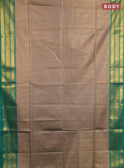 Semi soft silk saree grey and green with allover zari weaves and zari woven border