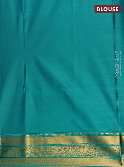 Semi soft silk saree grey and green with allover zari weaves and zari woven border