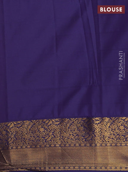 Semi soft silk saree pink and navy blue with allover zari checked pattern and ganga jamuna border