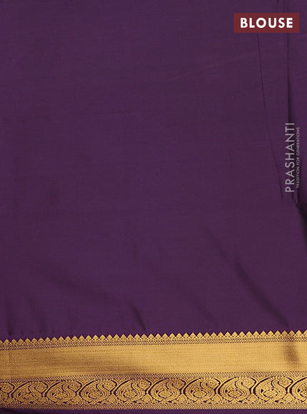 Semi soft silk saree wine shade and purple with allover silver & gold zari woven buttas and zari woven border
