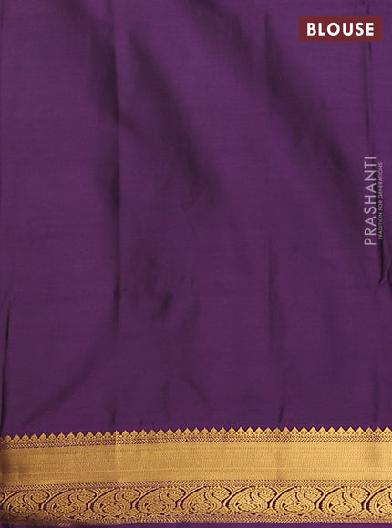 Semi soft silk saree mehendi green and purple with allover silver & gold zari woven buttas and zari woven border