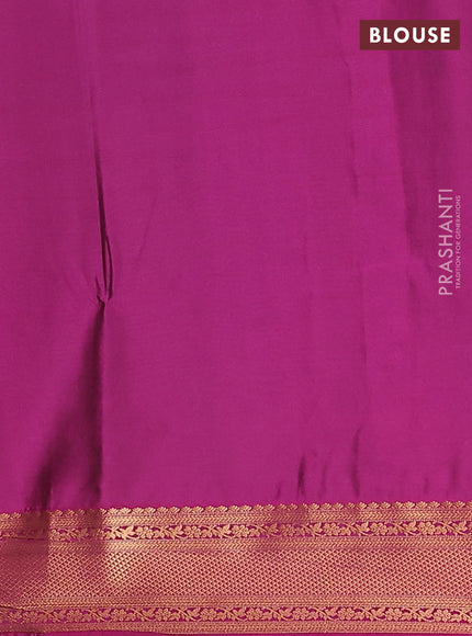 Semi soft silk saree green and dark magenta pink with allover silver & gold zari woven buttas and zari woven border