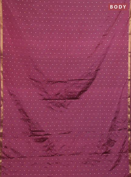 Semi soft silk saree mauve pink with allover silver & gold zari woven buttas and rettapet zari woven border