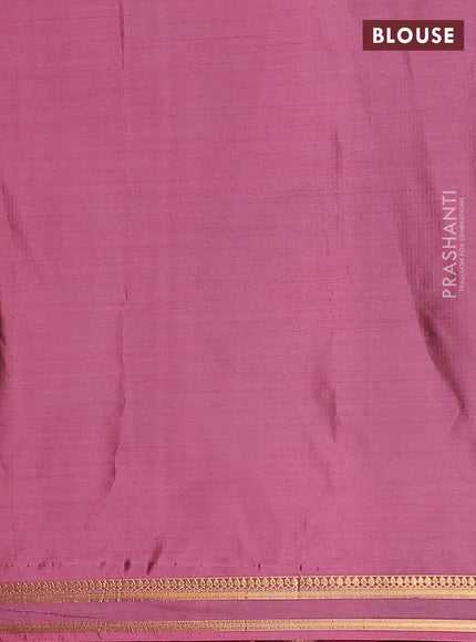 Semi soft silk saree mauve pink with allover silver & gold zari woven buttas and rettapet zari woven border