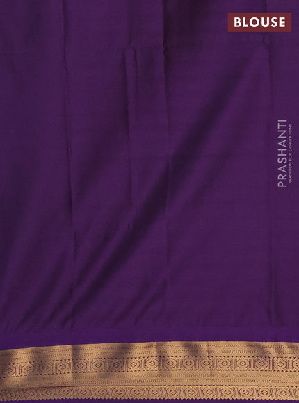 Semi soft silk saree cs blue and purple with zari woven buttas and temple design zari woven border