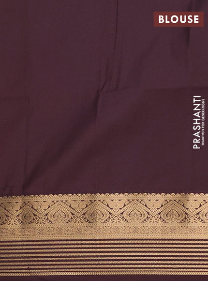 Semi soft silk saree orange and coffee brown with allover zari woven buttas and zari woven border