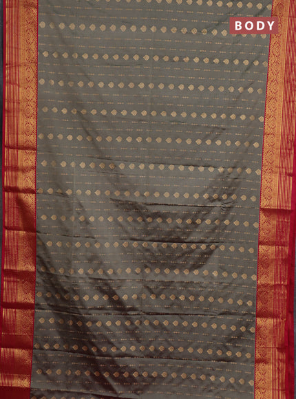 Semi soft silk saree grey and pink with allover zari woven buttas and zari woven border