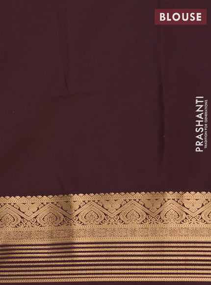Semi soft silk saree yellow and coffee brown with allover zari woven buttas and zari woven border