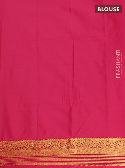 Semi soft silk saree teal green and pink with allover zari woven buttas and zari woven border