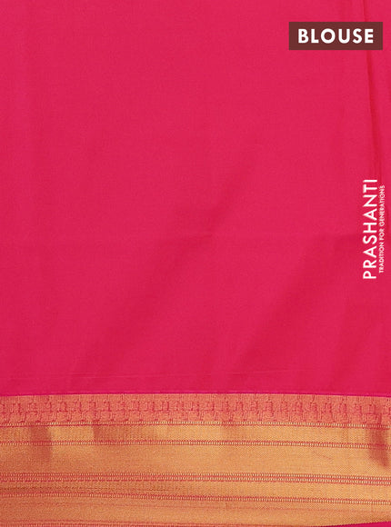 Semi soft silk saree mustard green and pink with allover zari weaves & buttas and zari woven border