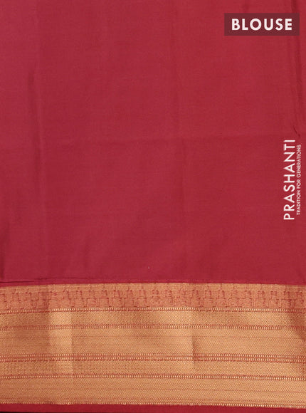 Semi soft silk saree green and maroon with allover zari weaves & buttas and zari woven border