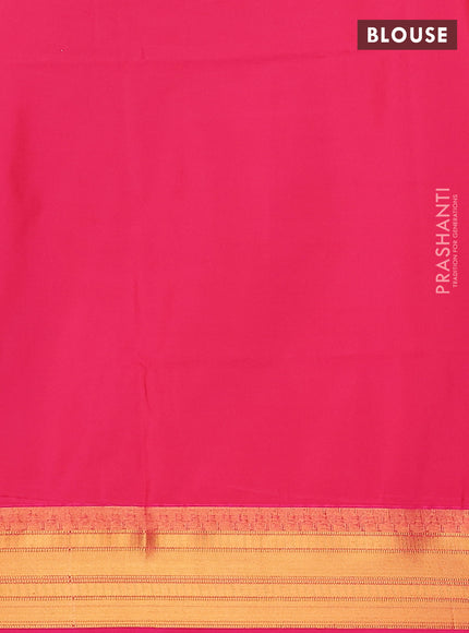 Semi soft silk saree green and pink with allover zari weaves & buttas and zari woven border