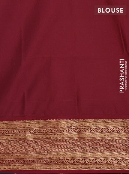 Semi soft silk saree teal green and maroon with zari woven butta border and zari woven border