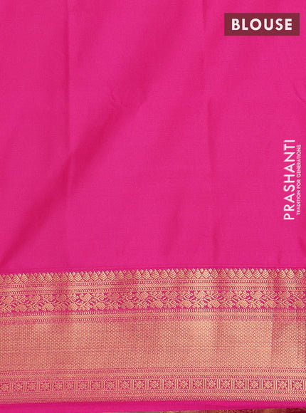 Semi soft silk saree beige and pink with zari woven butta border and zari woven border