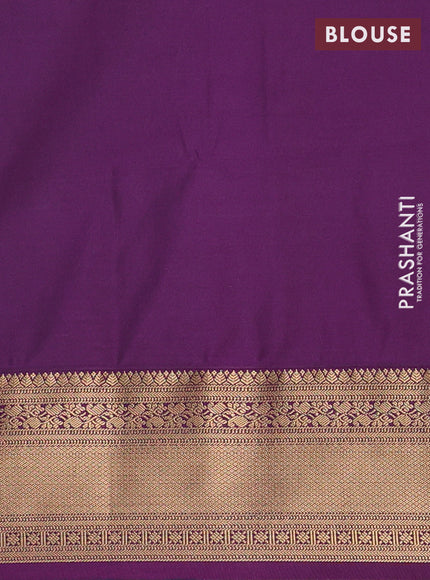 Semi soft silk saree teal green and purple with zari woven butta border and zari woven border
