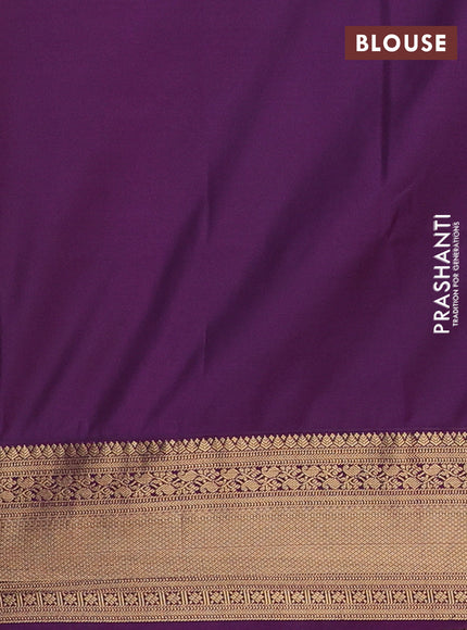 Semi soft silk saree mustard yellow and purple with zari woven butta border and zari woven border