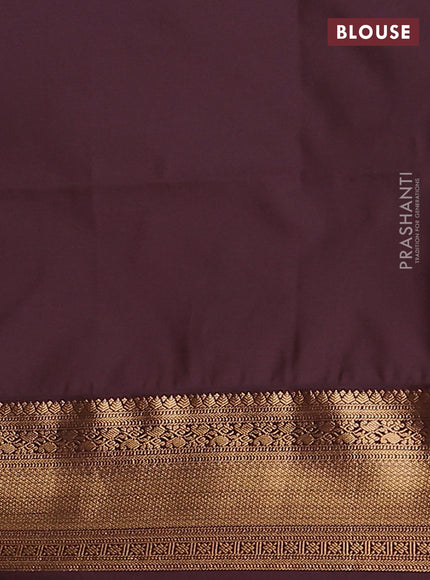 Semi soft silk saree green and coffee brown with zari woven butta border and zari woven border