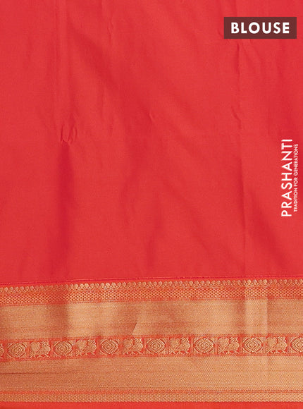 Semi soft silk saree magenta pink and orange with allover zari checks & buttas and zari woven border