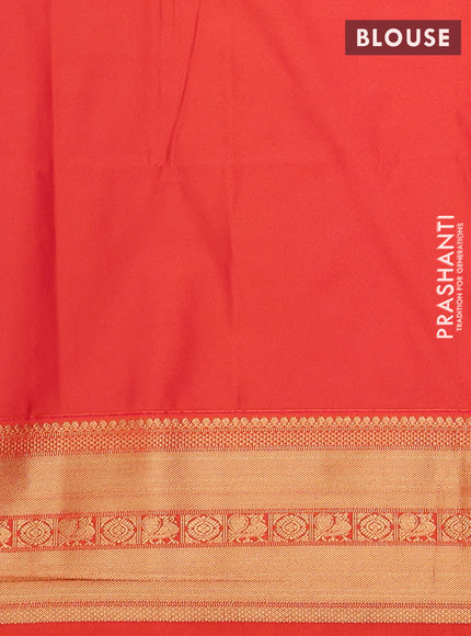 Semi soft silk saree coffee brown and orange with allover zari checks & buttas and zari woven border