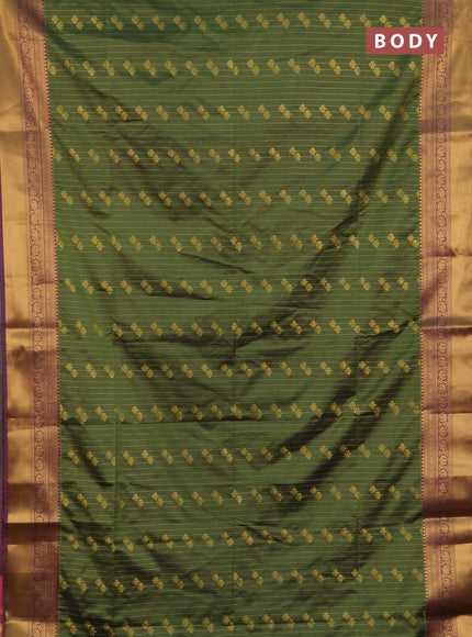 Semi soft silk saree green and mauve pink with allover zari weaves & buttas and rich zari woven border