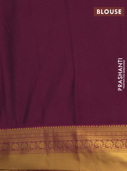 Semi soft silk saree bottle green and magenta pink with allover zari weaves & buttas and rich zari woven border