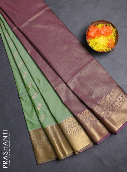 Semi soft silk saree mild pista green and dual shade of pink shade with allover zari weaves & buttas and rich zari woven border