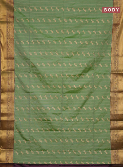 Semi soft silk saree mild pista green and dual shade of pink shade with allover zari weaves & buttas and rich zari woven border