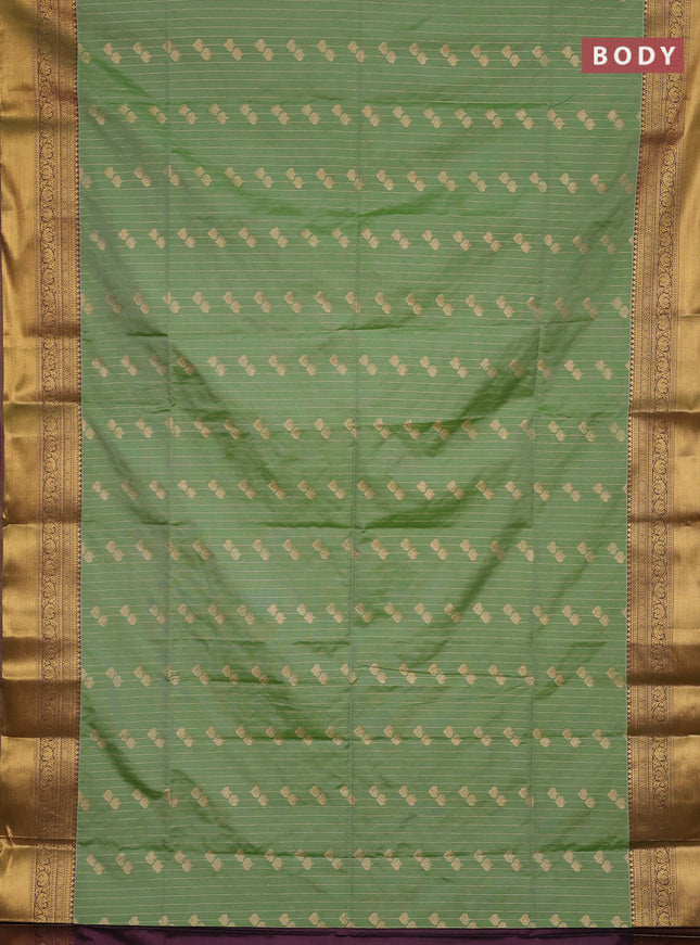 Semi soft silk saree mild pista green and dual shade of pink shade with allover zari weaves & buttas and rich zari woven border