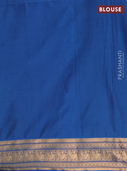 Semi soft silk saree wine shade and cs blue with zari woven buttas and zari woven border