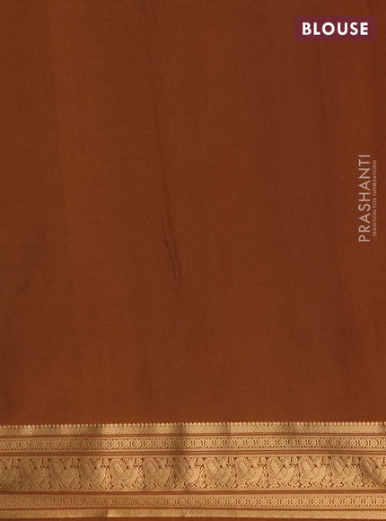 Semi soft silk saree mustard green with zari woven buttas and zari woven border