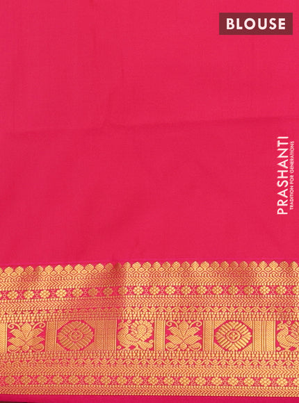 Semi soft silk saree teal blue and pink with allover zari weaves & buttas and zari woven border
