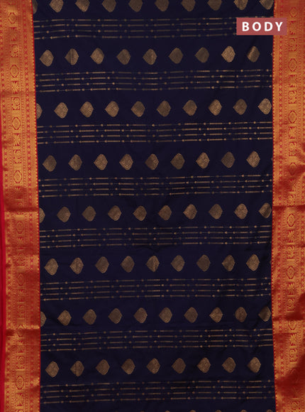 Semi soft silk saree navy blue and pink with allover zari weaves & buttas and zari woven border
