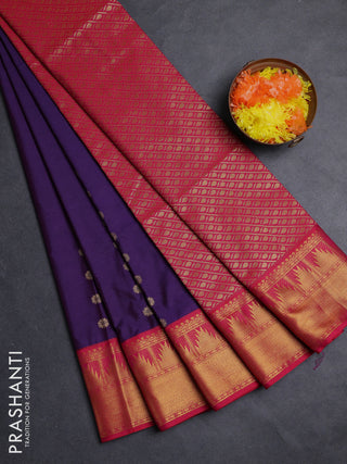 Semi soft silk saree purple and red with allover zari woven buttas and zari woven border