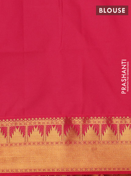 Semi soft silk saree teal green and red with allover zari woven buttas and zari woven border