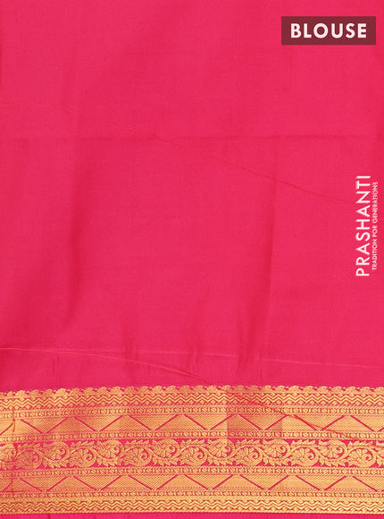 Semi soft silk saree navy blue and pink with allover zari woven buttas and zari woven border