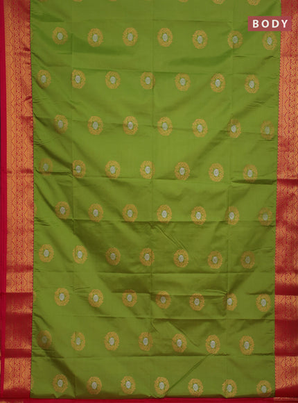 Semi soft silk saree light green and pink with allover zari woven buttas and zari woven border