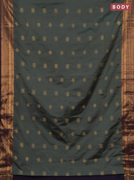 Semi soft silk saree grey and purple with allover zari woven buttas and zari woven border
