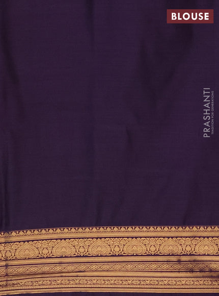 Semi soft silk saree mehendi green and purple with allover zari woven buttas and zari woven border