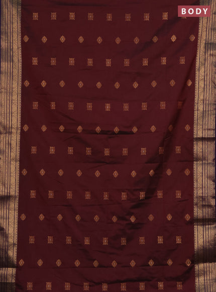 Semi soft silk saree deep maroon and purple with allover zari woven buttas and zari woven border