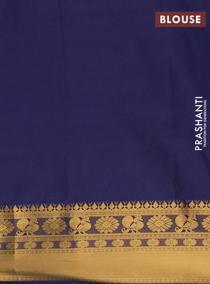 Semi soft silk saree pink and navy blue with allover zari checks & buttas and rich zari woven border
