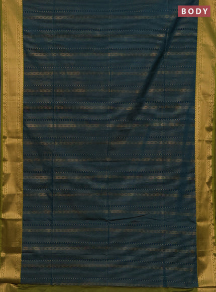 Semi soft silk saree peacock green and mehendi green with allover zari weaves and zari woven border